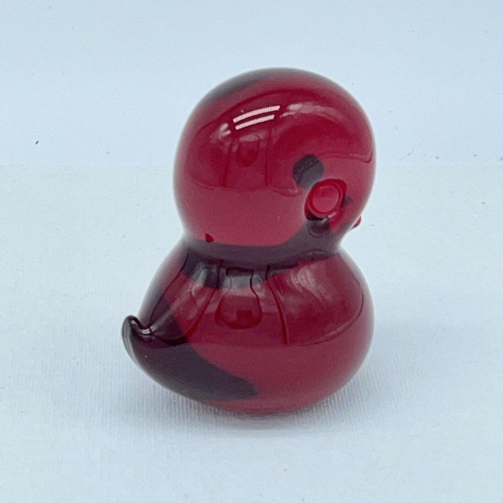 Vtg Red Duckling Art Glass Bird FM Konstglas Of Ronneby Sweden Paperweight Figur - Picture 5 of 10